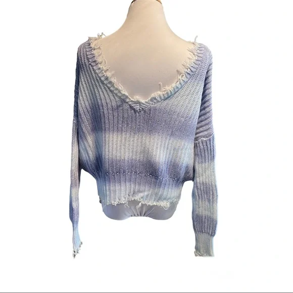 White Crow Periwinkle Fade Ombré Stripe Sweater - Picture 6 of 8